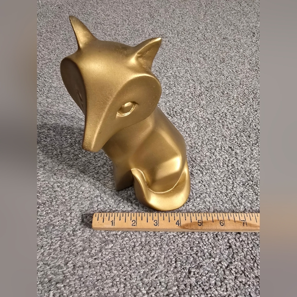 Gold Fox Resin Statue Angular Geometric Abstract Modern - Picture 7 of 8